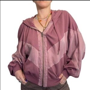 Victoria's Secret Carefree Mauve Slouchy Sport drawcord Hoodie Full Zip Jacket